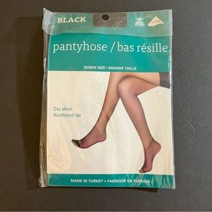 Vintage Greenbrier Day Sheer Pantyhose (Queen Size) Hose Nylons (Black)